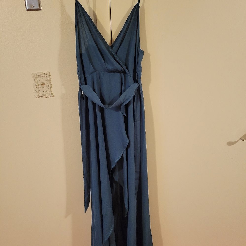 Shein teal/blueish dress with waist belt XL